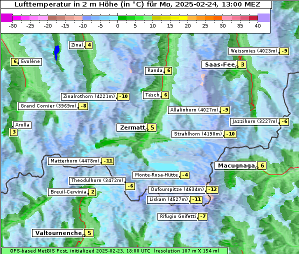 Temperatur, 24. 2. 2025