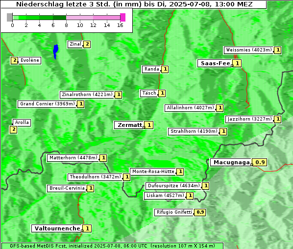 Niederschlag, 8. 7. 2025