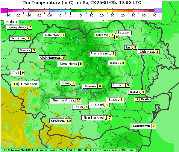 Temperatur, 25. 1. 2025