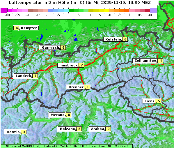Temperatur, 19. 11. 2025