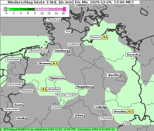 Niederschlag, 29. 12. 2025