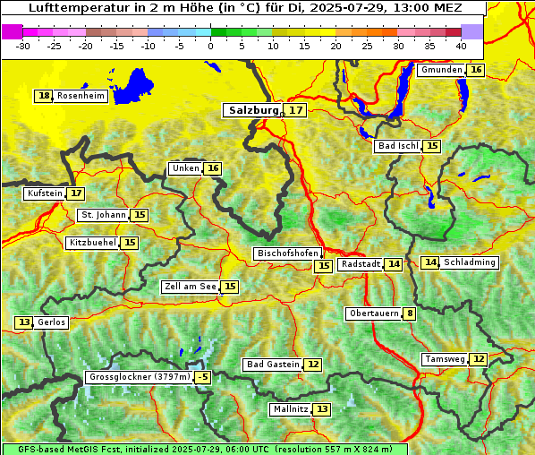 Temperatur, 29. 7. 2025