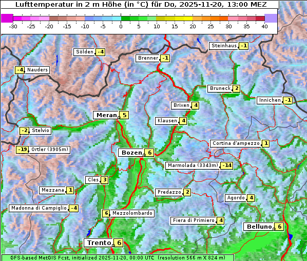 Temperatur, 20. 11. 2025