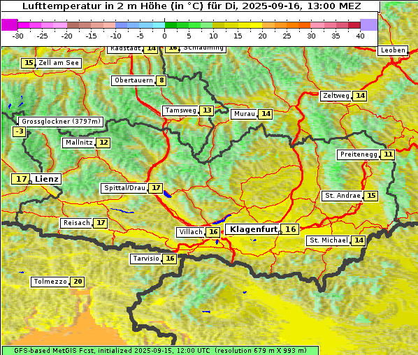 Temperatur, 16. 9. 2025