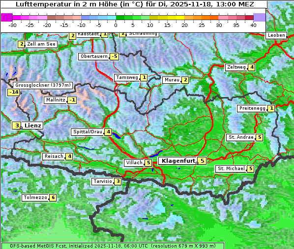 Temperatur, 18. 11. 2025