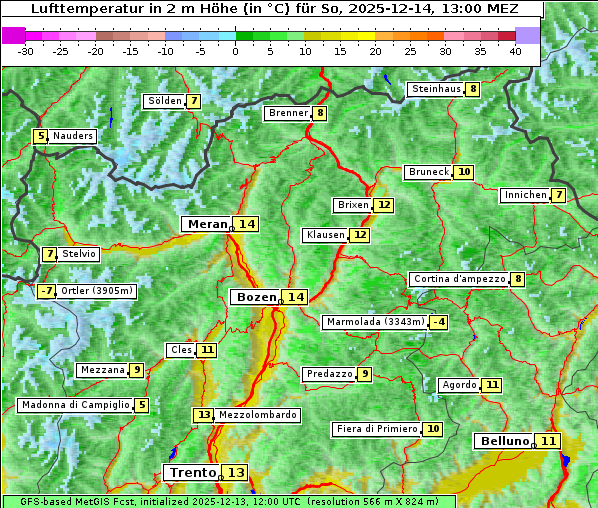 Temperatur, 14. 12. 2025