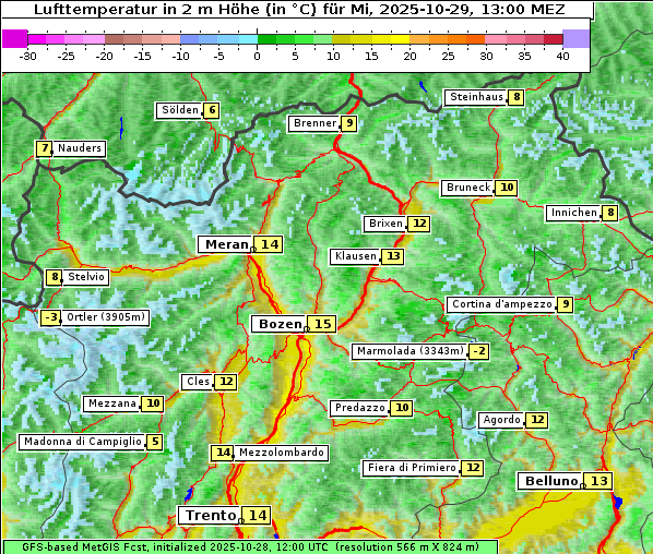 Temperatur, 29. 10. 2025