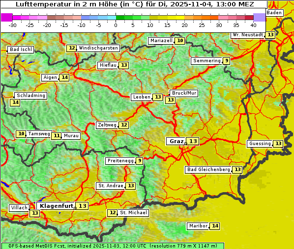 Temperatur, 4. 11. 2025
