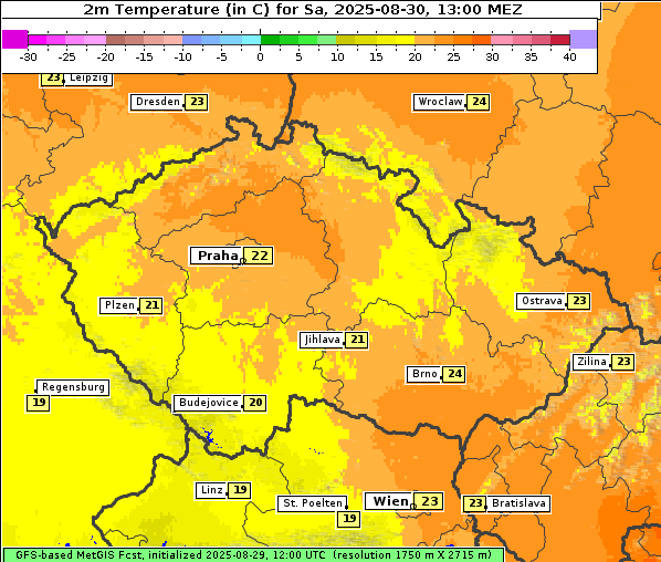 Temperatur, 30. 8. 2025