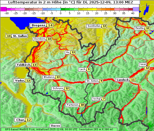Temperatur, 9. 12. 2025