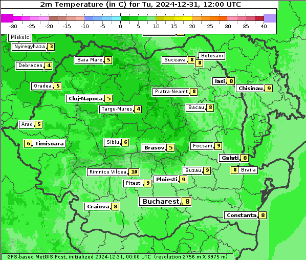 Temperatur, 31. 12. 2024