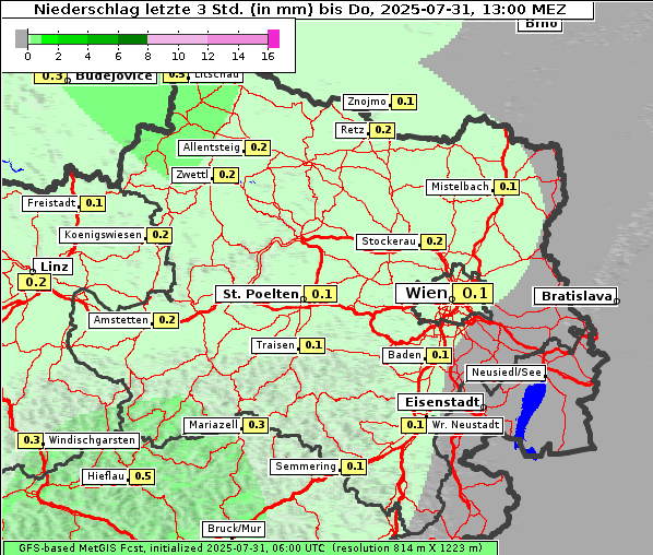 Niederschlag, 31. 7. 2025
