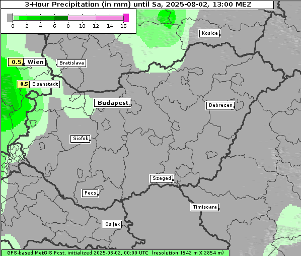 Niederschlag, 2. 8. 2025
