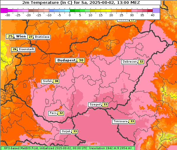 Temperatur, 2. 8. 2025