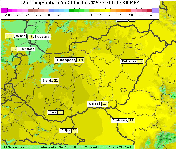 Temperatur, 14. 4. 2026