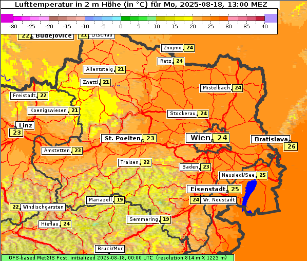 Temperatur, 18. 8. 2025