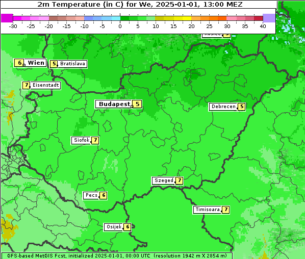 Temperatur, 1. 1. 2025