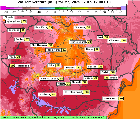 Temperatur, 7. 7. 2025