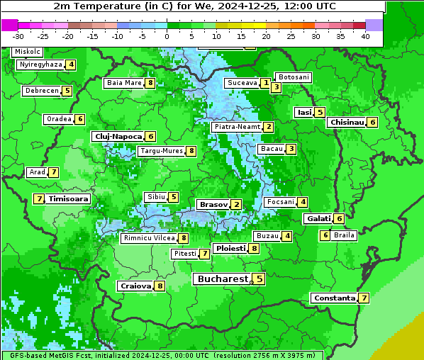 Temperatur, 25. 12. 2024