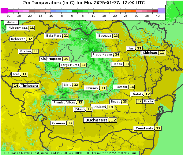 Temperatur, 27. 1. 2025