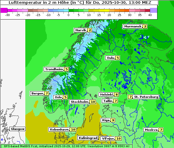 Temperatur, 30. 10. 2025