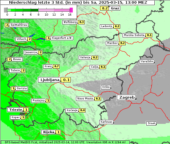 Niederschlag, 15. 3. 2025