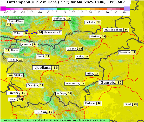 Temperatur, 6. 10. 2025