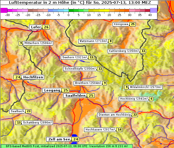 Temperatur, 13. 7. 2025