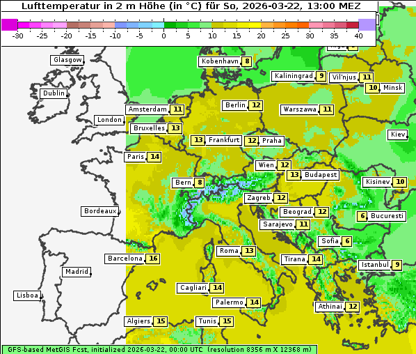 Temperatur, 22. 3. 2026