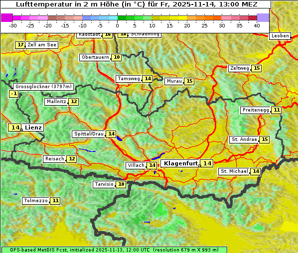 Temperatur, 14. 11. 2025