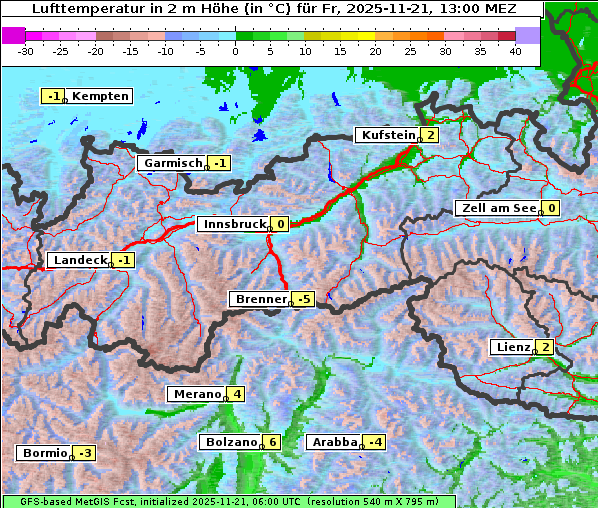 Temperatur, 21. 11. 2025