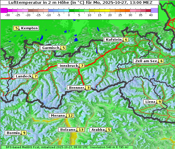 Temperatur, 27. 10. 2025