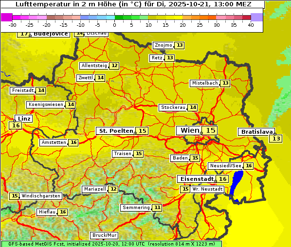 Temperatur, 21. 10. 2025