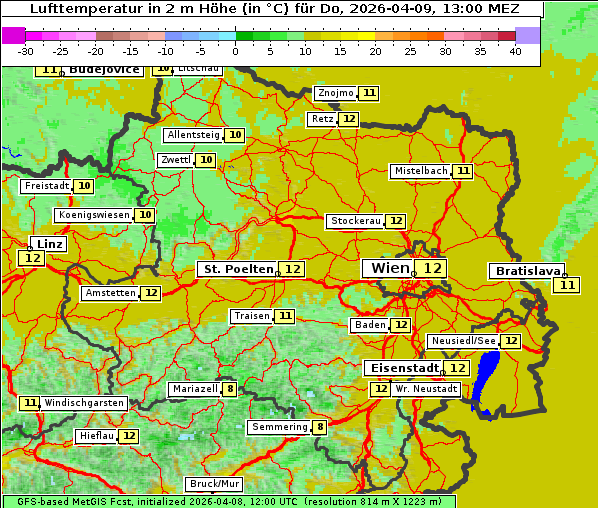 Temperatur, 9. 4. 2026