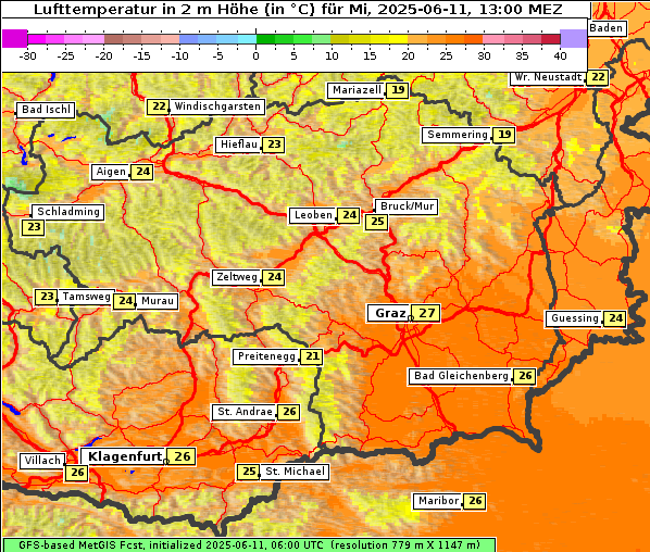 Temperatur, 11. 6. 2025