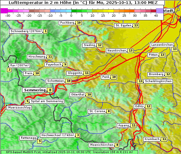 Temperatur, 13. 10. 2025