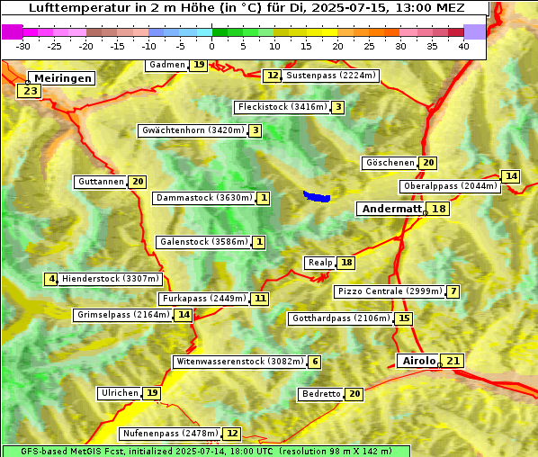 Temperatur, 15. 7. 2025
