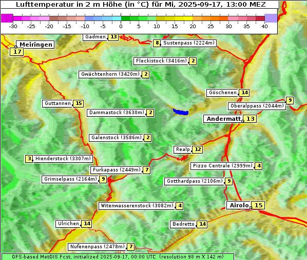 Temperatur, 17. 9. 2025