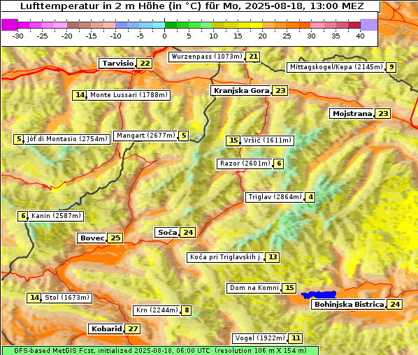 Temperatur, 18. 8. 2025