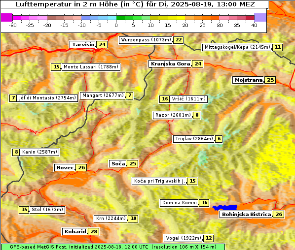 Temperatur, 19. 8. 2025