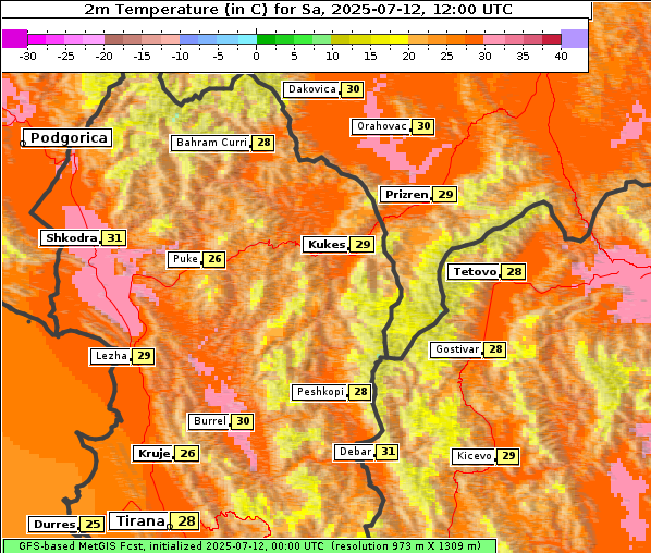 Temperatur, 12. 7. 2025