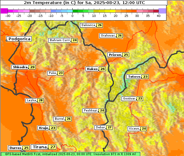 Temperatur, 23. 8. 2025