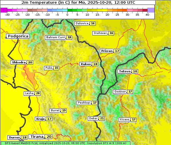 Temperatur, 20. 10. 2025