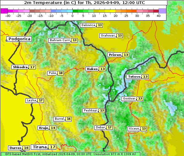 Temperatur, 9. 4. 2026