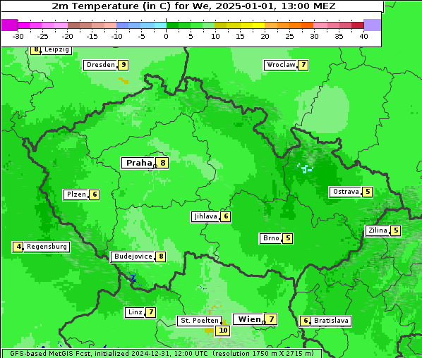 Temperatur, 1. 1. 2025