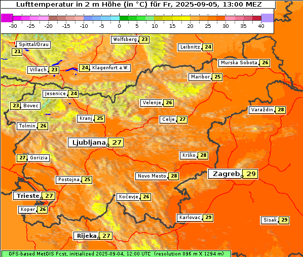 Temperatur, 5. 9. 2025