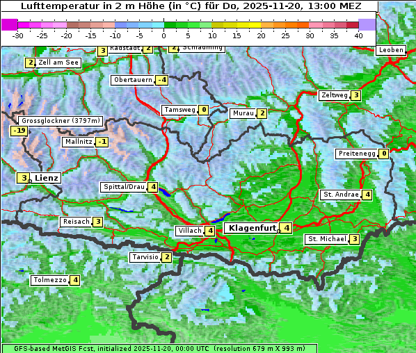 Temperatur, 20. 11. 2025