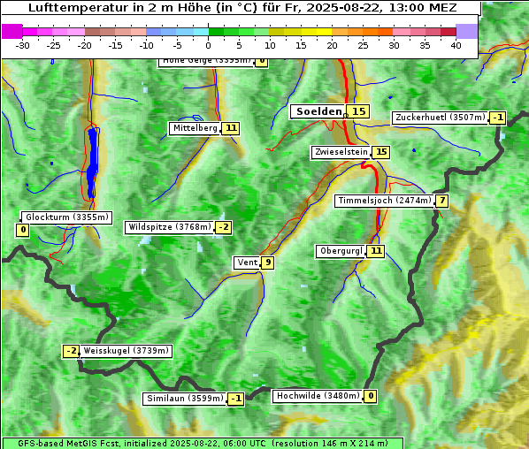 Temperatur, 22. 8. 2025