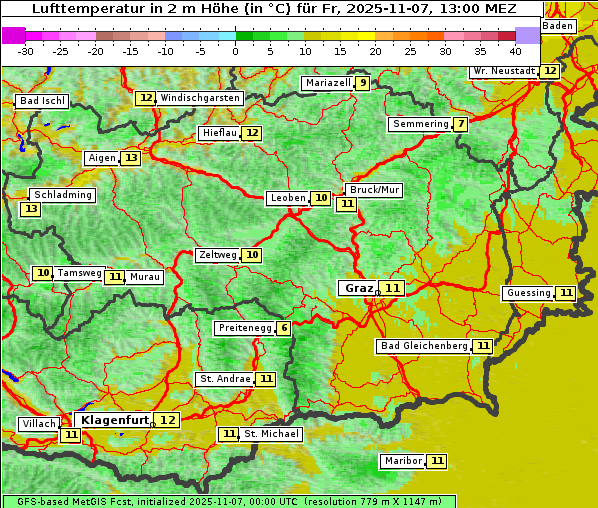 Temperatur, 7. 11. 2025