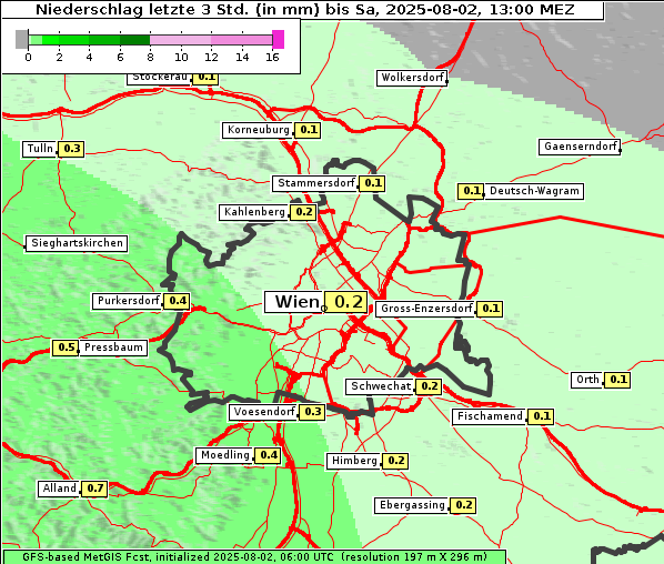 Niederschlag, 2. 8. 2025